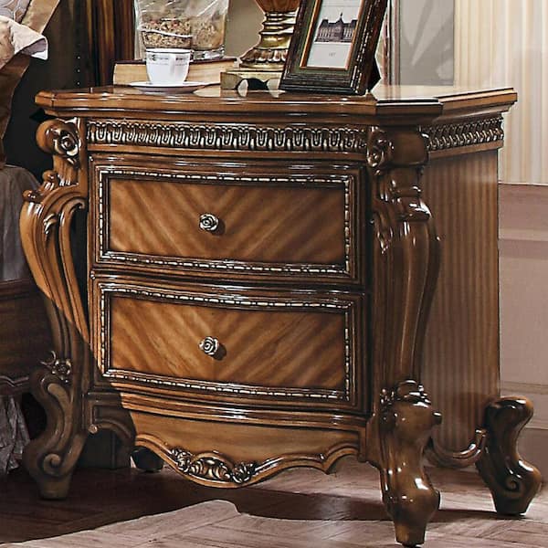 Acme Furniture Picardy 2-Drawer Honey Oak Nightstand (31 in. H X 31 in. W X 21 in. D)