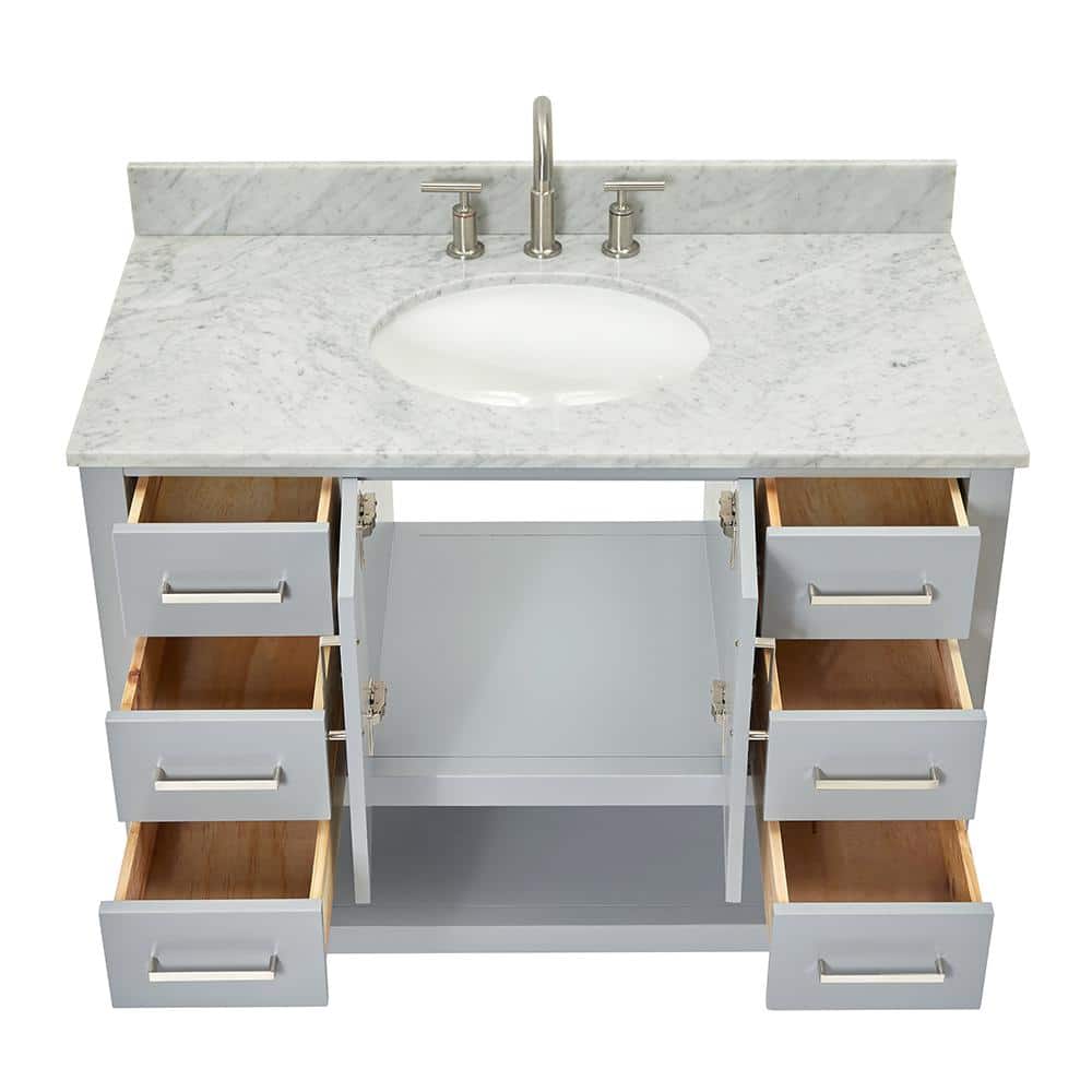 Magnolia 43" Grey Freestanding Vanity with Carrara White Top
