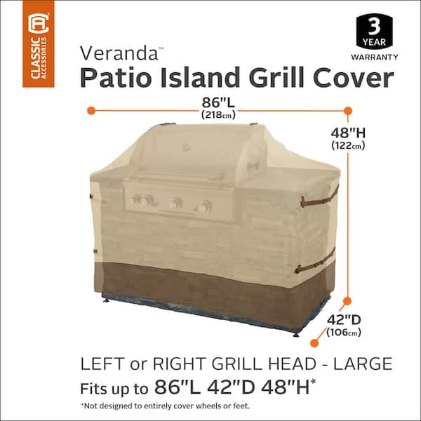 Veranda 86 in. L x 42 in. D x 48 in. H Head Island Grill Cover in Pebble