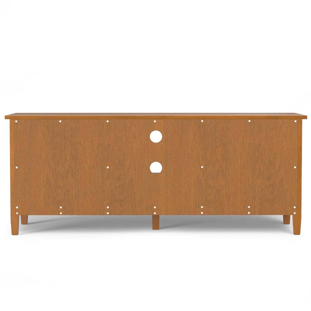 Light Golden Brown Solid Wood 60" TV Media Stand with Cabinets