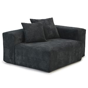 Black Corduroy Velevt Square Arm Module Sofa Chaise Lounge