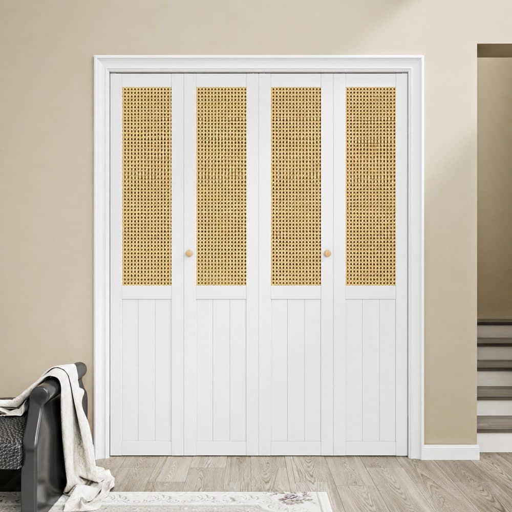 EH PUERTA 72 in. x 80 in. Imitated Rattan Weaving Paneled and