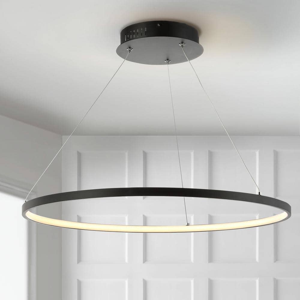 Brice Matte Black 23.75" Integrated LED Modern Drum Pendant