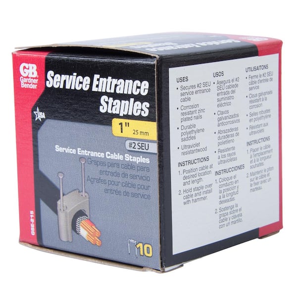 GARDNER BENDER Cable Staple: Cable Staple, 1/2 in Crown Wd, Steel, Plain,  Gray, 100 PK