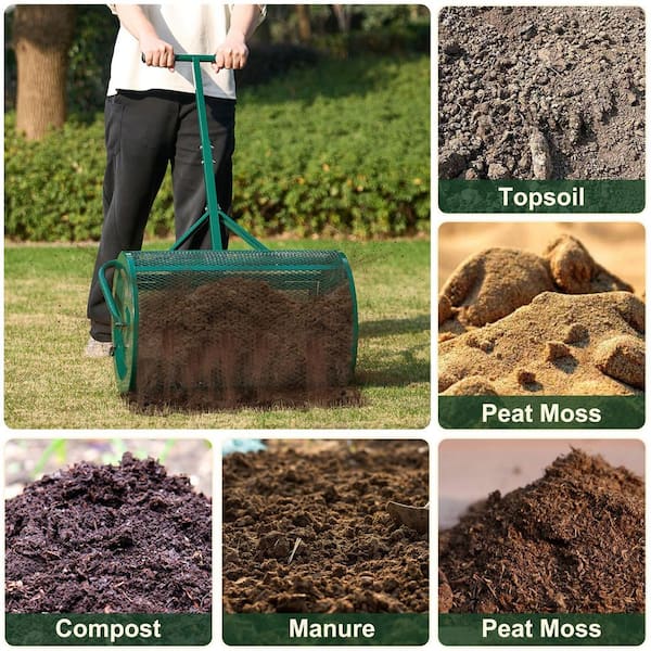 VIWAT 24 in. Compost Peat Moss Spreader, Heavy-Duty Metal Mesh