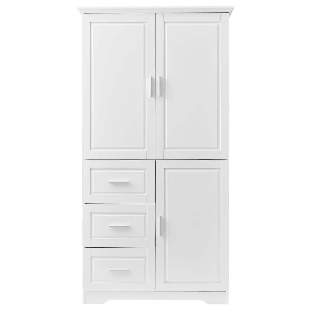 33 in. W x 20 in. D x 62 in. H White Linen Cabinet with Doors and Three Drawers price history on PriceWatchPro