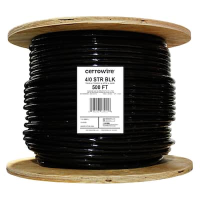 500 ft. 4 Gauge Black Stranded CU THHN Cable — Home Depot clearance