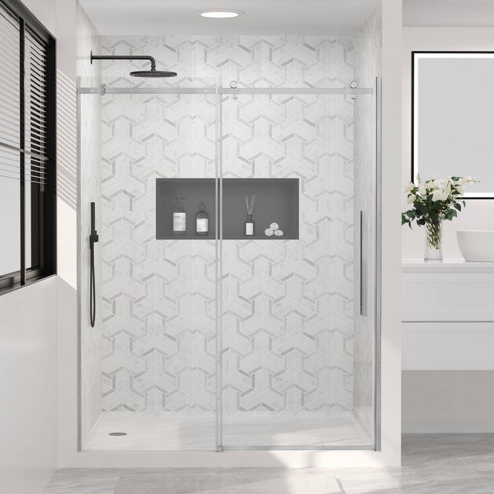50-54 in. W x 76 in. H Single Reversible Sliding Frameless Shower Door in Brushed Gold with Nano-Coated Tempered Glass price history on PriceWatchPro