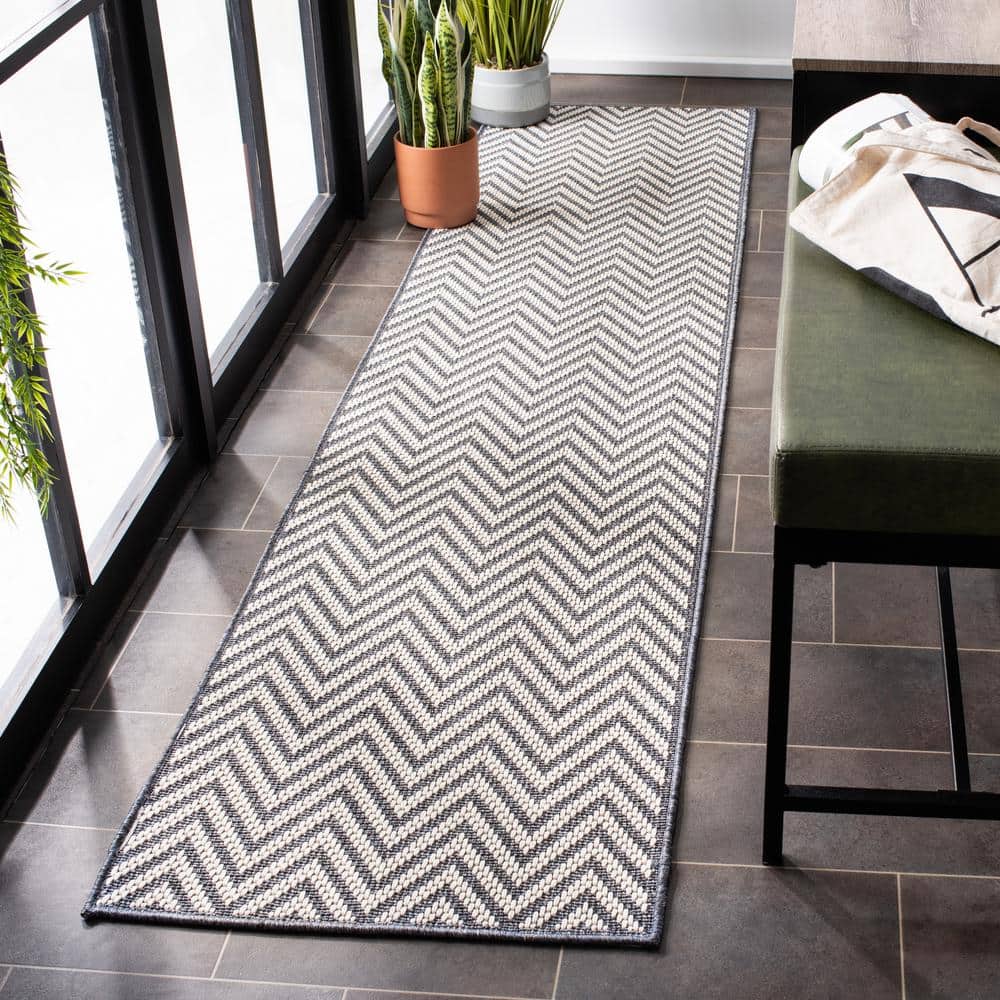 Bermuda Bliss Blue Synthetic 2' x 8' Easy-Care Outdoor Rug