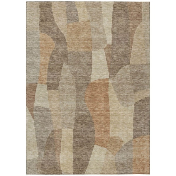 Chantille Machine Washable Indoor/Outdoor Abstract ACN2376 Khaki 3 ft. x 5 ft. Area Rug