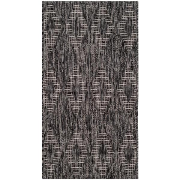 SAFAVIEH Courtyard Black Doormat 2 ft. x 4 ft. Solid Indoor/Outdoor Patio Area Rug