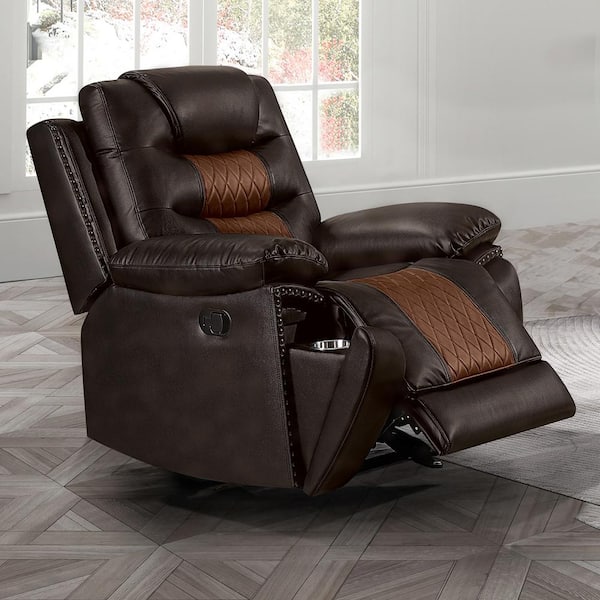 New Classic Furniture Nikko Brown Faux Leather Glider Recliner