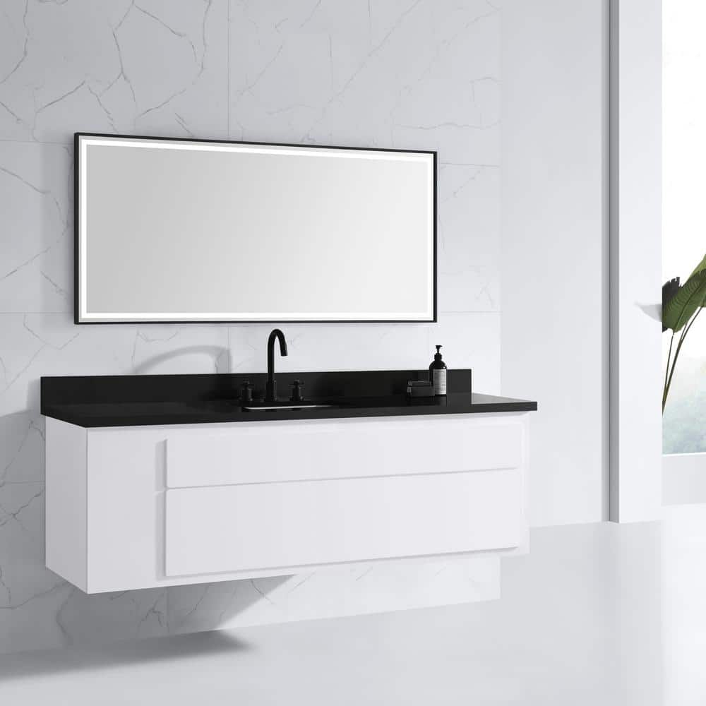 Large Gold Rectangular LED Bathroom Mirror
