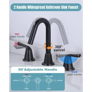 8 in. Widespread Double Handle Bathroom Faucet with Drain Kit and Supply Lines Included in Spot Resist Oil Rubbed Bronze