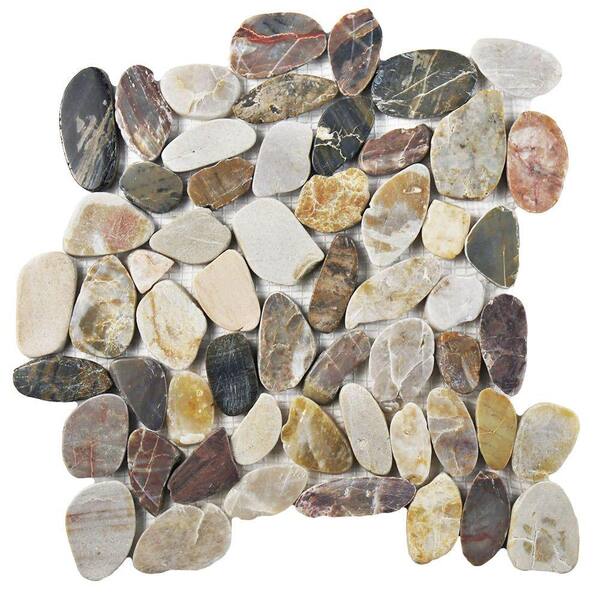 Merola Tile Riverstone Polished Flat Multi 11-3/4 in. x 11-3/4 in. x 10 mm Natural Stone Mosaic Tile