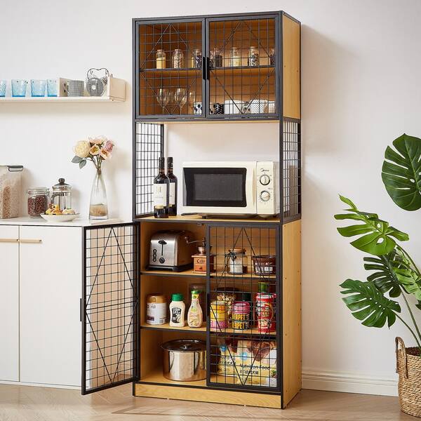 VECELO 72'' Floor Kitchen Pantry Cabinet Free Standing Buffet Hutch