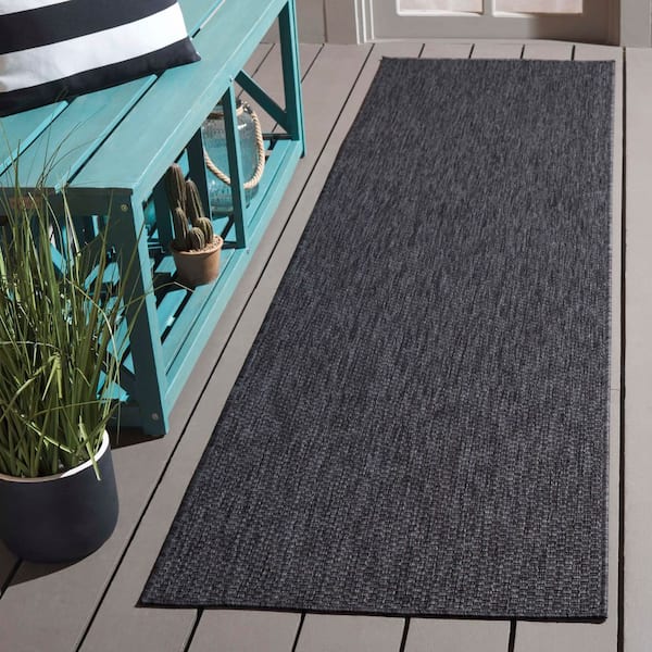 Beach House 2 ft. x 10 ft. Black Textured Runner Rug