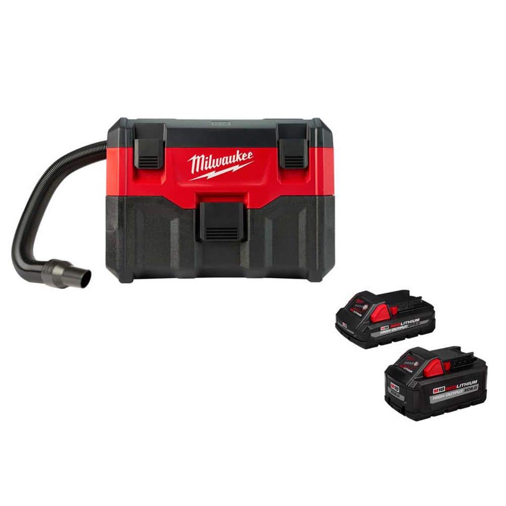 Milwaukee M18 18-Volt 2 Gal. Lithium-Ion Cordless Wet/Dry Vacuum with M18 HIGH OUTPUT XC 8.0 Ah and 3.0 Ah Batteries, Reds/Pinks -  0880-1835S