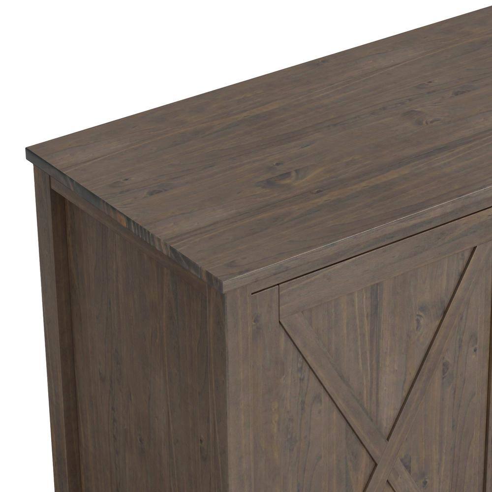 Ela 60" Smoky Brown Solid Wood Storage Cabinet with Adjustable Shelves