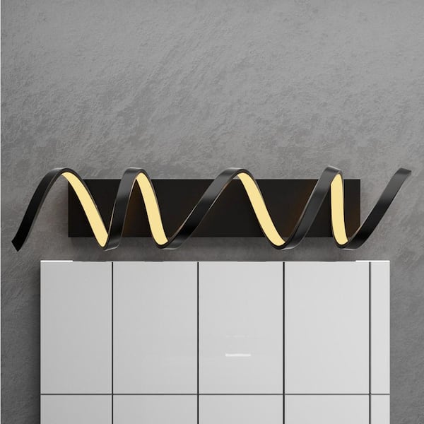 LANSEKI Corgemont 28.5 in. Modern 1-Light Matte Black Integrated LED Vanity Light Bar