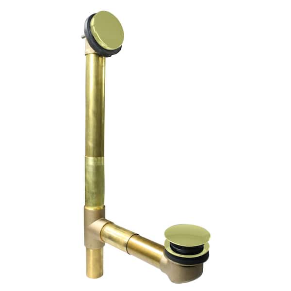 Westbrass 19 in. European Brass Bath Tub Waste Drain Kit, Polished Brass