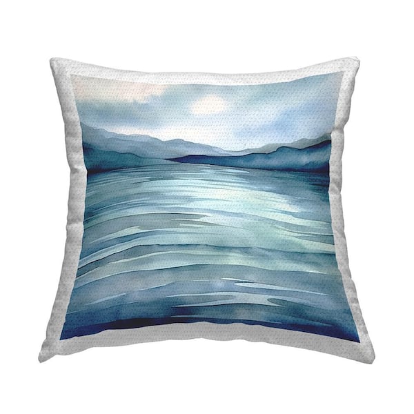 Stupell Industries Abstract Lake View Blue Square Outdoor Throw Pillow