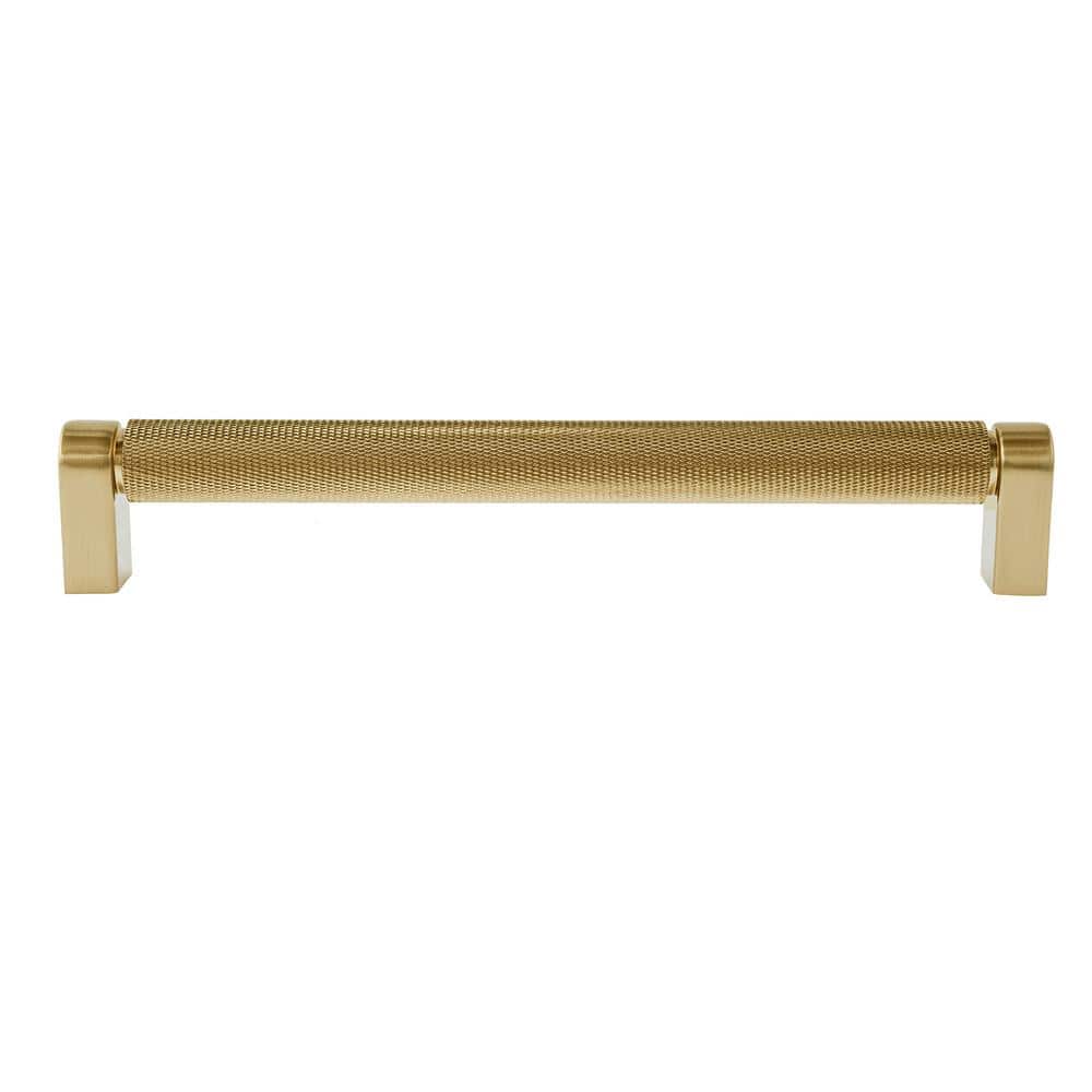 Kent Knurled Satin Brass 7" Bar Pull with Mounting Hardware