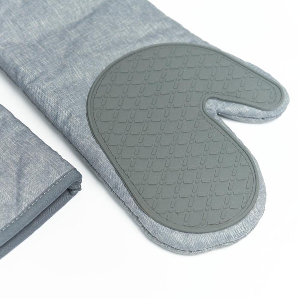 Nautica Grey 100% Cotton Oven Mitts With Silicone Palm (Set of 2) NAN013845  - The Home Depot