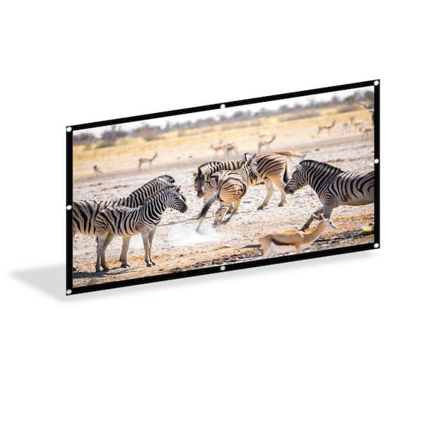 Sunjoy SunNest Foldable Projector Screen 16:9 HD 100 in., 120 in., 140 in. Anti-Crease Portable Indoor Outdoor
