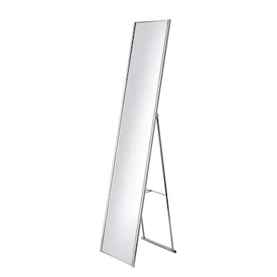 Alice 59 in. H x 16 in. W Folding Stand-Up Rectangular Mirror in Powder-Coated Champagne Steel