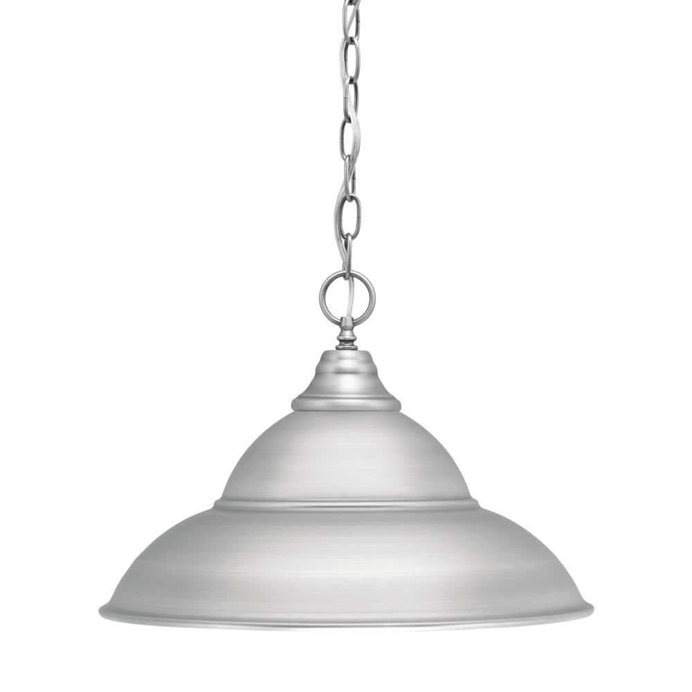 Kingston 100-Watt 1 Light Brushed Nickel Shaded Pendant Light with 16 in. B