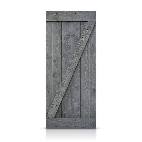 CALHOME 42 in. x 84 in. Z Series Gray DIY Knotty Pine Wood Interior Sliding Barn Door Slab
