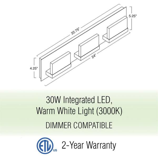 Kira Home Everett 3-Light Brushed Nickel LED Modern