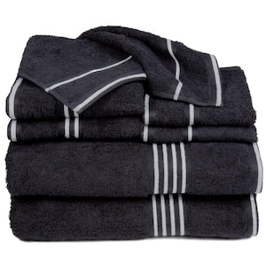 8-Piece Black Rio 100% Cotton Bath Towel Set