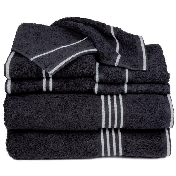 Unbranded 8-Piece Black Rio 100% Cotton Bath Towel Set