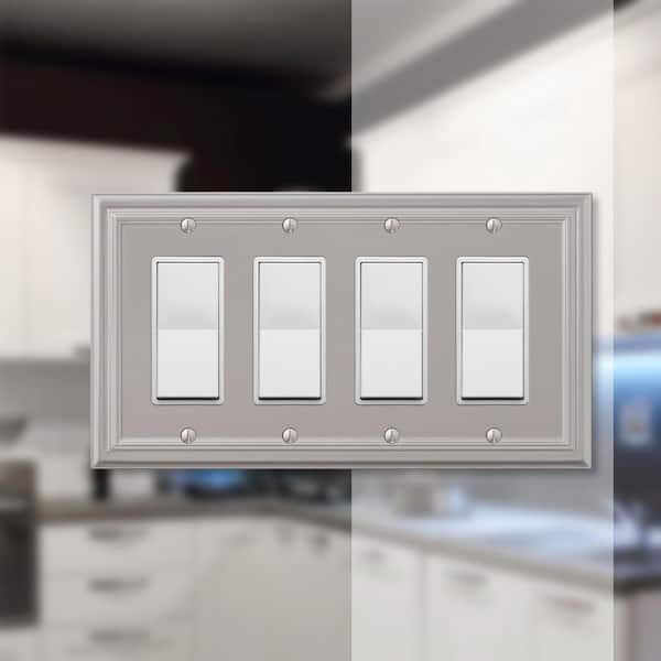 Continental 4 Gang Rocker Metal Wall Plate - Satin Nickel