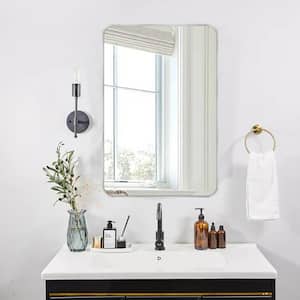 22 in. W x 30 in. H Modern Rectangular Aluminum Alloy Silver Rounded Corner Wall Mirror/Decorative Mirror