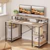 Bestier 55.12 in. Light Oak Computer Desk with Monitor Stand D074G-OAK