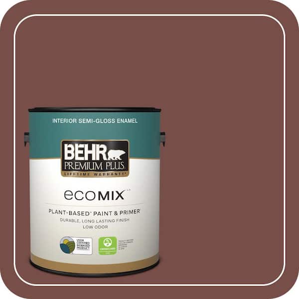 1 gal. #170F-7 Leather Bound Semi-Gloss Enamel EcoMix Plant-Based Interior Paint & Primer