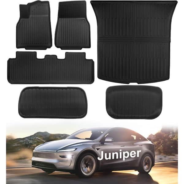 21 in. W x 9 in. H TPE Floor Mats Waterproof Anti-Slip Front & Rear Trunk Mats Liners Set in Black