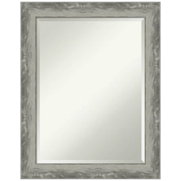 Amanti Art Waveline Silver Narrow 22.5 in. H x 28.5 in. W Framed Wall Mirror