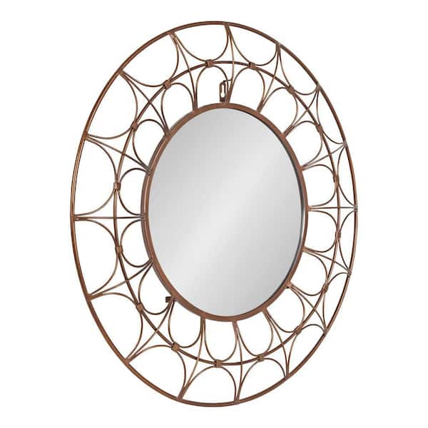 Kate and Laurel Avoca 28.00 in. W x 28.00 in. H Round Metal Bronze Decorative Mirror