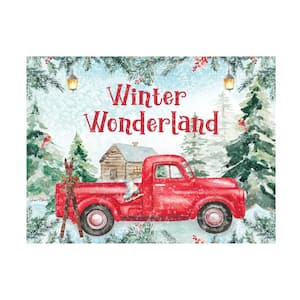 Unframed Home Jean Plout 'Red Christmas Truck In Wonderland' Photography Wall Art 18 in. x 24 in.