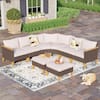 PHI VILLA 8-Piece Brown Rattan Patio Sectional Set