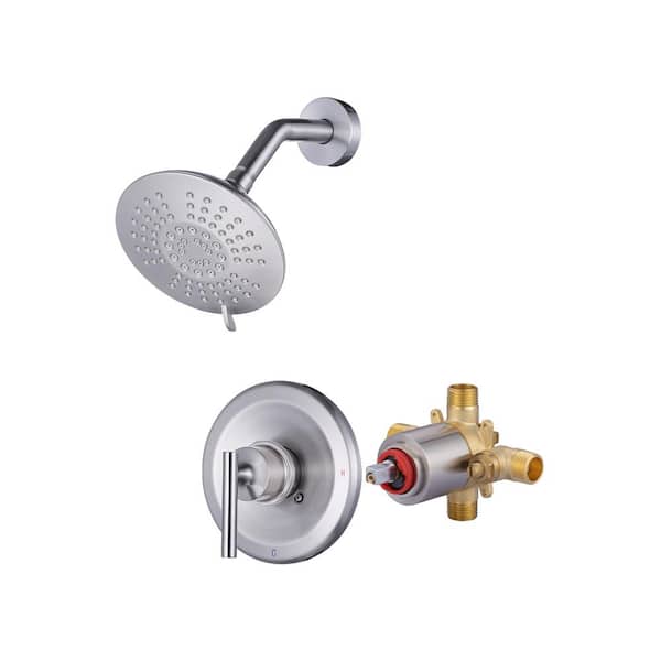 ARCORA Single Handle 5-Spray Wall Mount Shower Faucet 1.8 GPM with Pressure Balance in Brushed Nickel