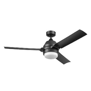 Port Isle 54 in. LED Indoor/Outdoor Wet Rated Matte Black Ceiling Fan with Remote Control and Weather Resistant Blades