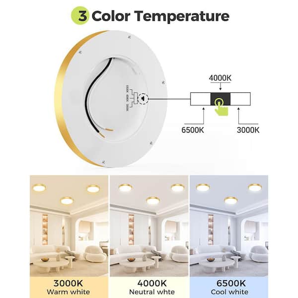 7.5 in. 1-Light Gold Integrated LED Flush Mount (2-Pack) Lamp-1159