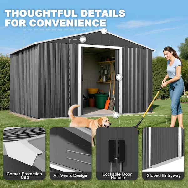 Nuu Garden 8 ft. x 10 ft. Metal Outdoor Backyard Garden Storage