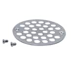 4 in. Brass Shower Strainer Grid with Screws in Polished Chrome