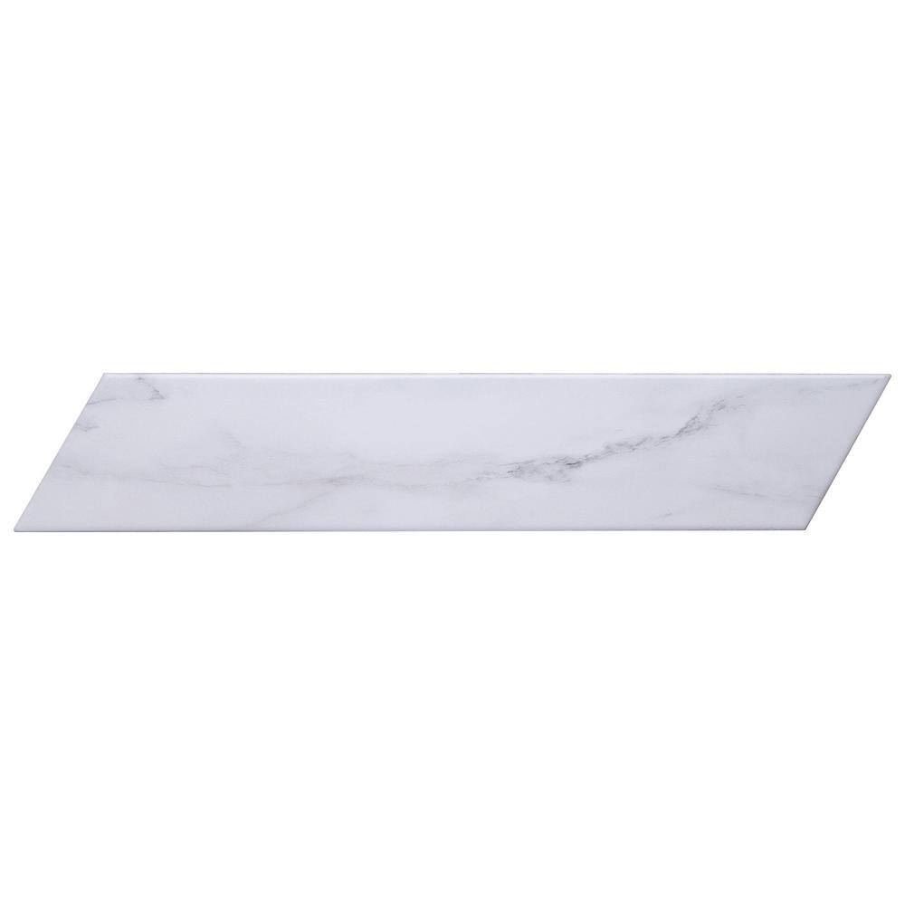 Elegance White Chevron Matte Porcelain Floor and Wall Tile